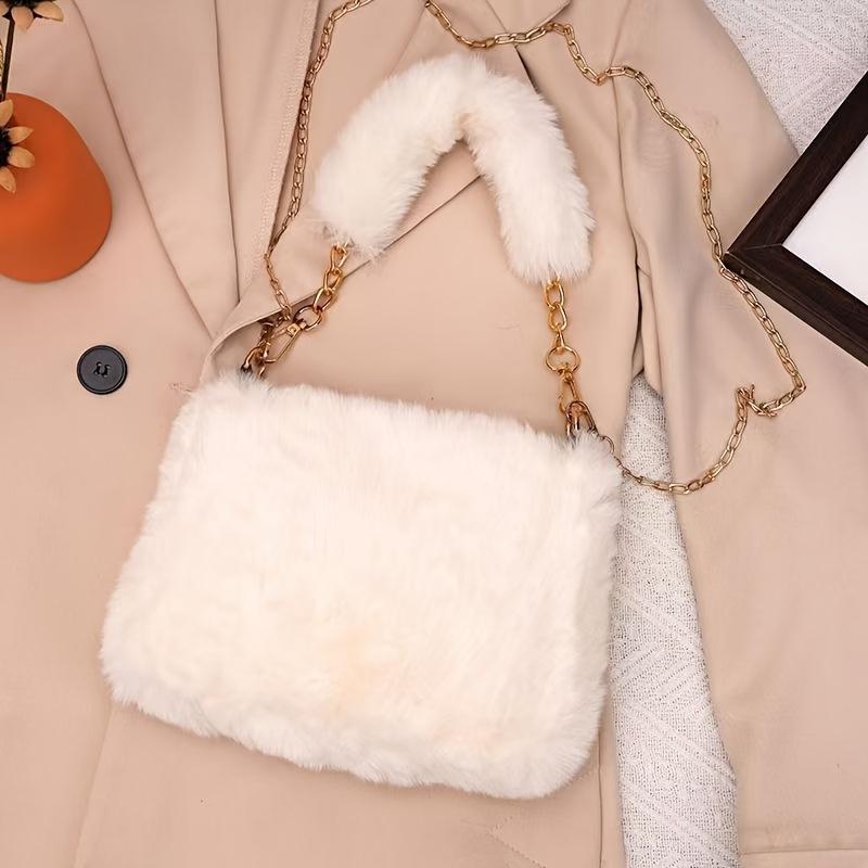 Cozy Plush Handbag Soft Plush Women s Handbag Crossbody Bag with Detachable Strap Cozy Shoulder Bag Purse for Winter Casual Outfits белый 716₽