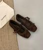 Internet Celebrity French Bow Warm Flat Bottom Fluffy Shoes Women Wear 2025 New Velvet Mary Jane Cotton Shoes