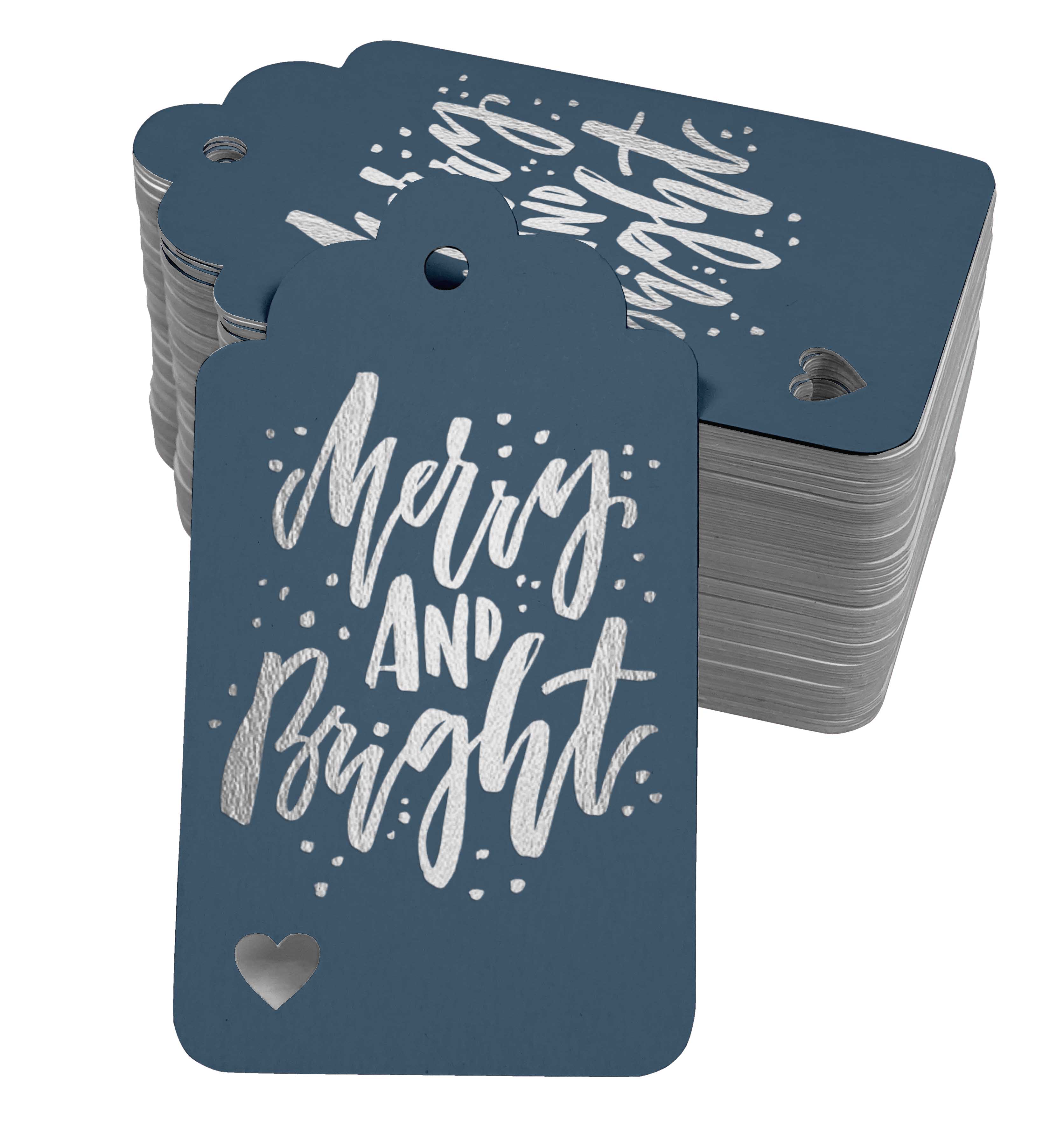 

Inkdotpot Merry And Bright Christmas Bottle Tag Real Gold Foil Favor Hang Tags Pack Of 50 Silver Foil Tags синій
