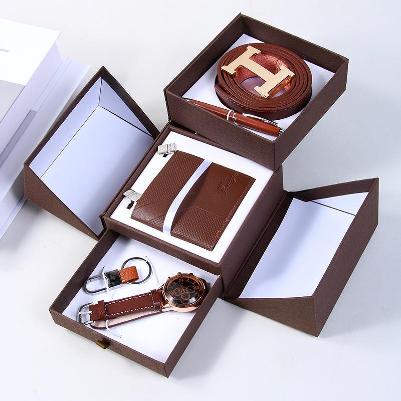 Valentine's Day Business Gift Set Men's Watch Sunglasses Belt Wallet Christmas Gift Set Quartz Watch Set for Men