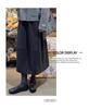 Women's Mid-Length Deep Gray Thickened Woolen Half-Skirt - Elastic Waist, Slimming, Autumn/Winter 2025.