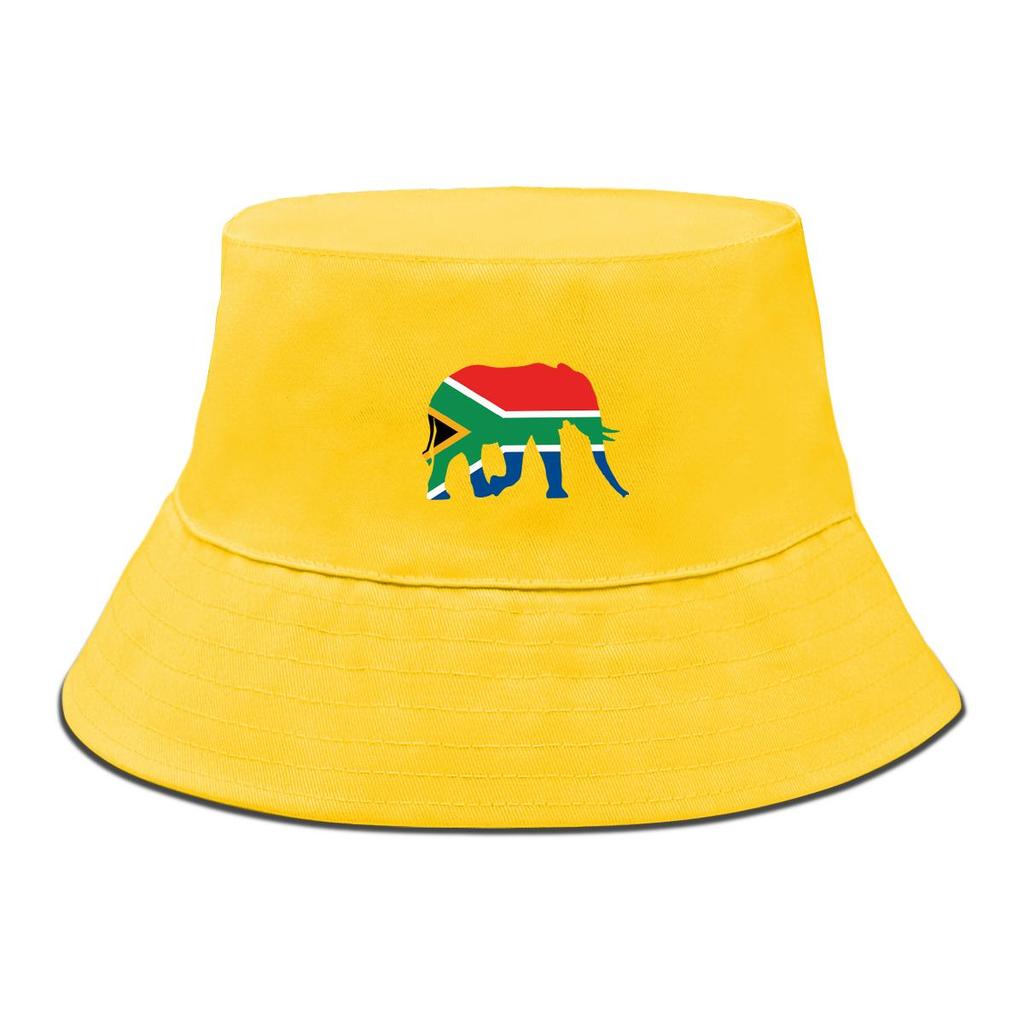 Elephant Flag of South Africa Print Bucket Hat , Patriotic Fisherman Cap Lightweight Fit Summer Fishing Hat