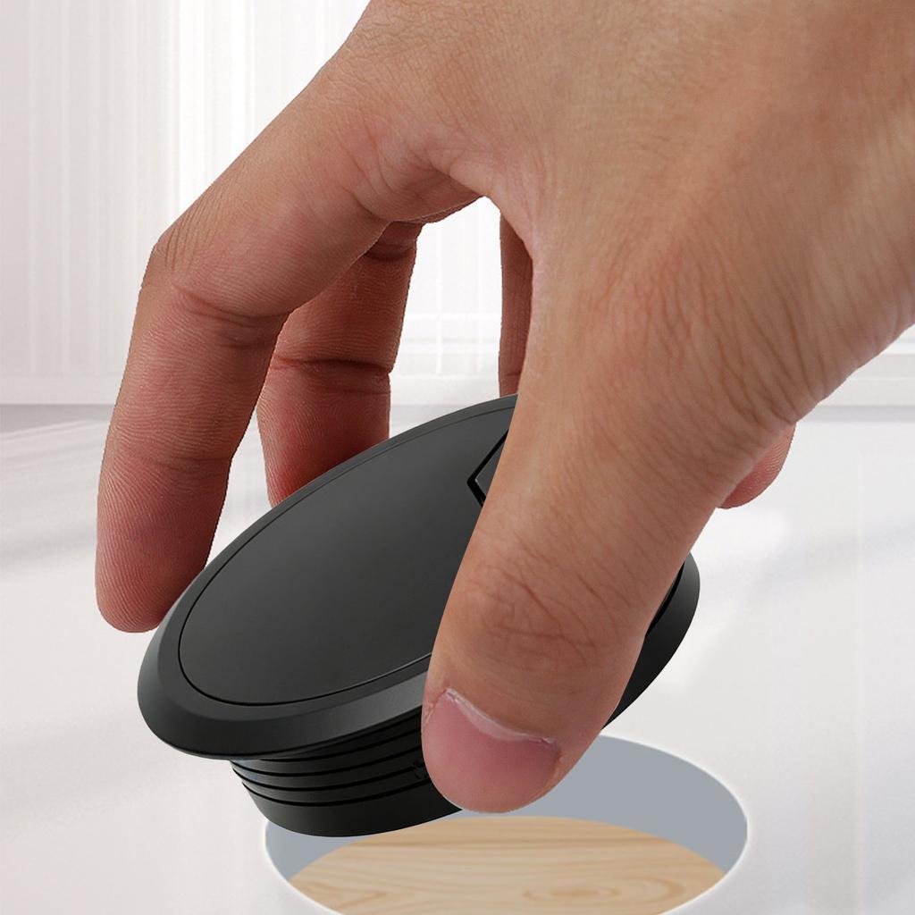 6PCS Desk Grommet 3 Inch ABS Plastic Desk Cord Cable Hole Cover Wire Organizer Caps for Home Office Computer Table Black