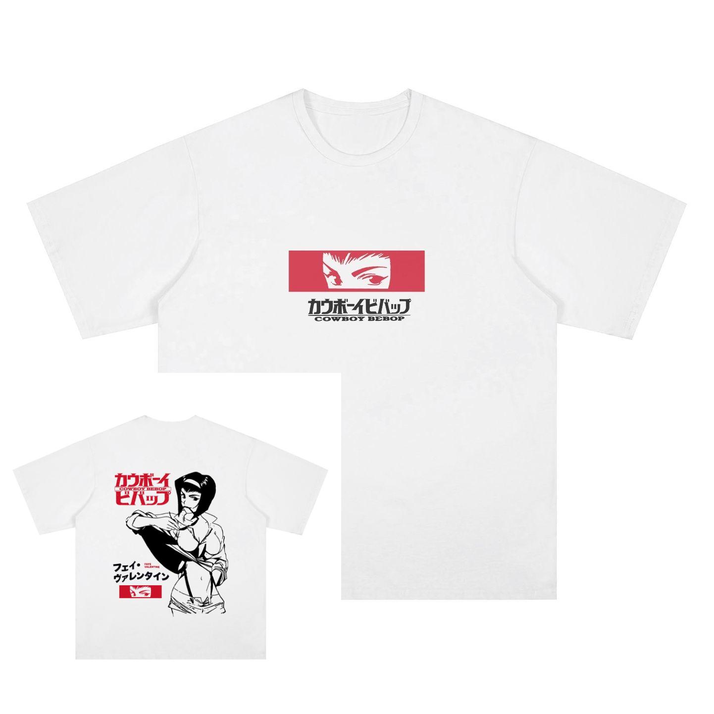 

Ковбой Бибоп Фэй Валентайн Ковбой Принт Винтаж Тяжелый Хлопок Короткий рукав Фильм 4XL