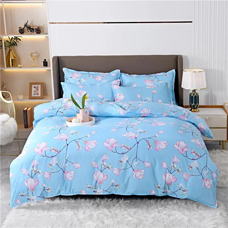 Romantic Peony Floral Duvet Cover Set Reversible Shabby Flower Comforter Cover with 2 Pillowcase Vintage Farmhouse Bedding Set
