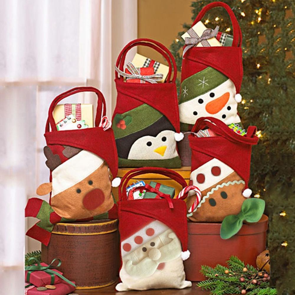 

with Handle For Kids Cute Candy Wrapping Santa Sacks Party Favor Bags Gift Pouch Christmas Gift Bag Snowman