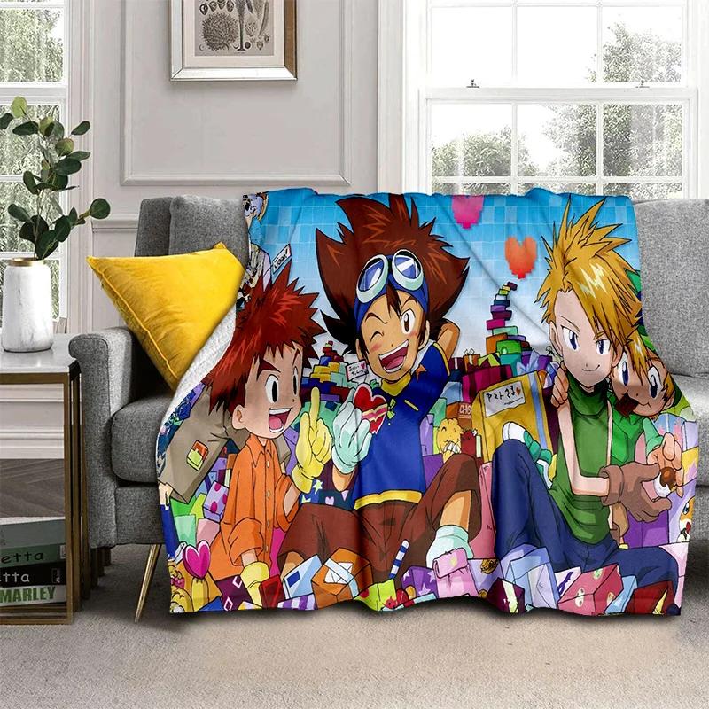 3D Digimon Adventure Monster Cartoon Blanket,Soft Throw Blanket for Home Bedroom Bed Sofa Picnic Travel Office Cover Blanket Kid