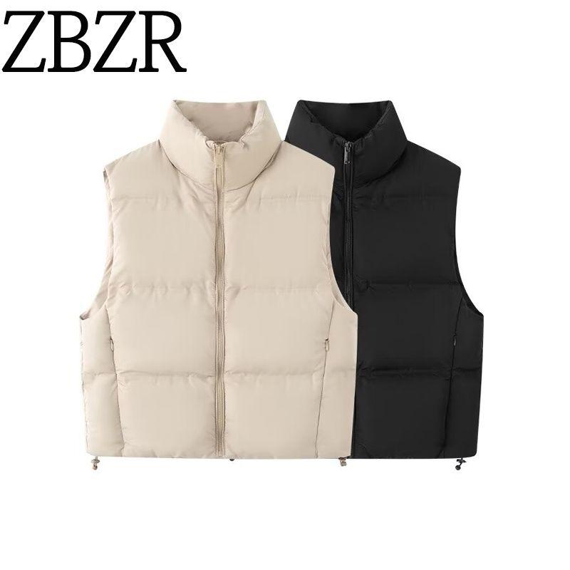 Zbzr Autumn New Women Clothes Western Style Multi-Color Stand Collar Sleeveless Warm Cotton-padded Jacket Vest Vest 3046224