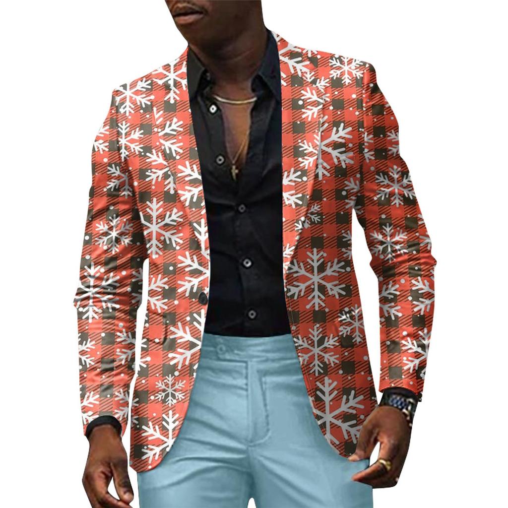 Unisex Winter Christmas Prints Suit Jackets Unisex Casual Fashion Button Jackets