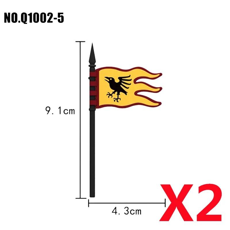 MOC Medieval Red Lion Black Eagle Castle Soldier Knight Horse Mount Building Block Military Figure Vest Armor Flag Toy Gift B036