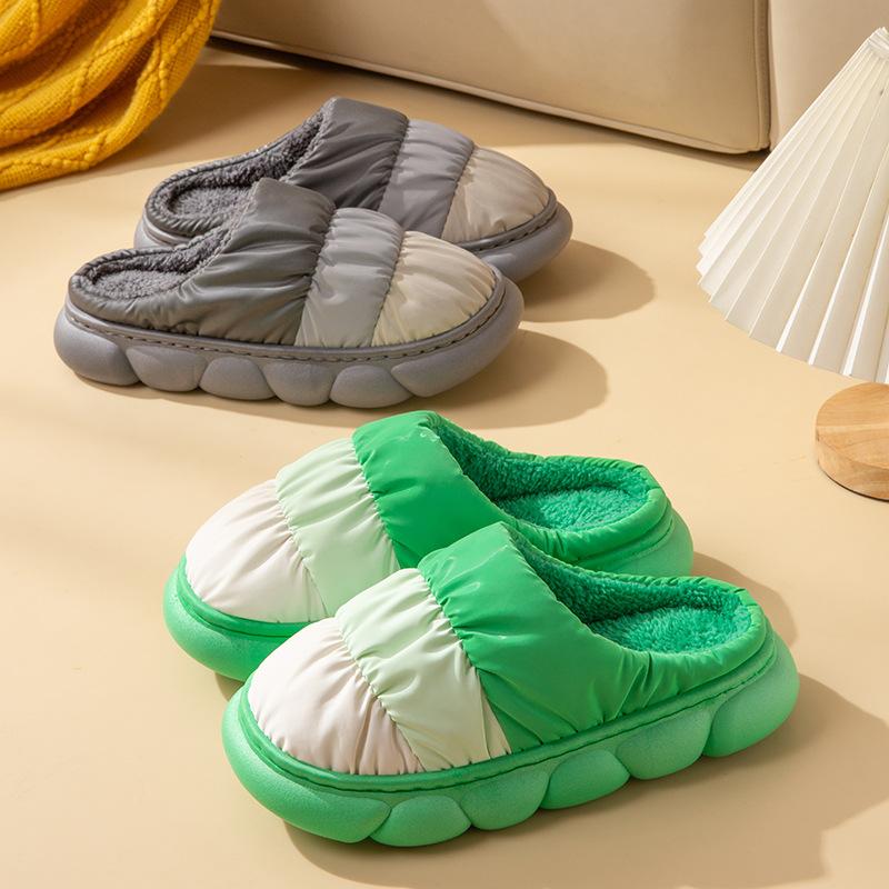 2025 Cixi Cotton Slippers Wholesale Waterproof Indoor Down Warm Plush Thick Bottom Cotton Drag Winter