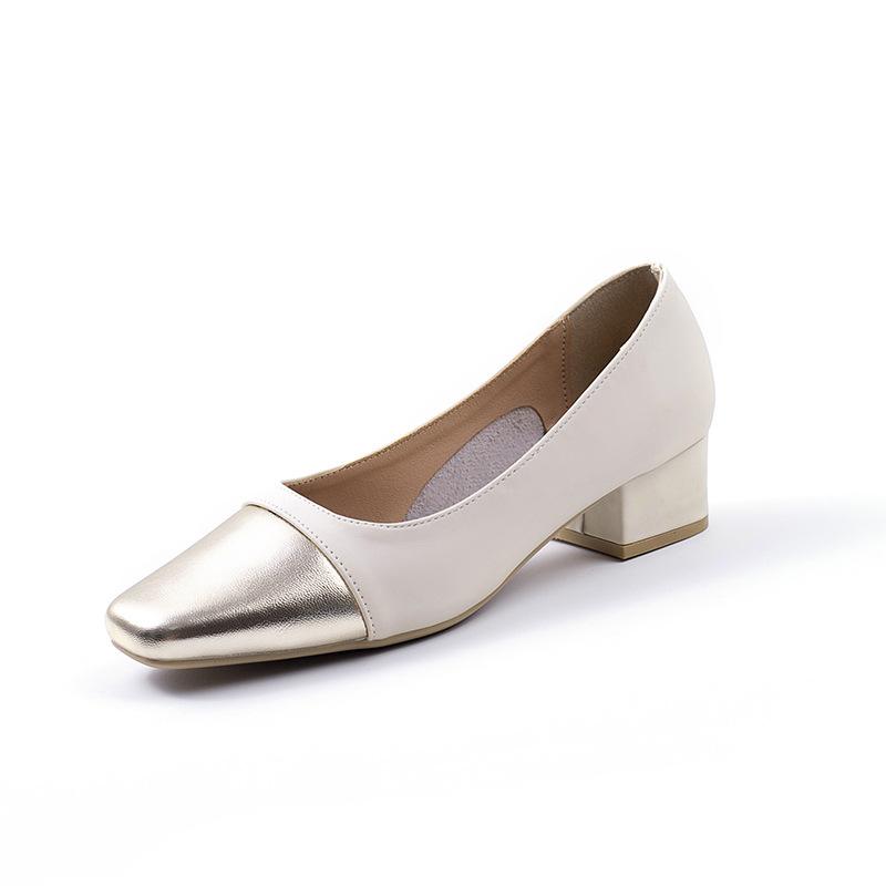 

French silver light mouth single shoes women s autumn new Mary Jane women s shoes are not tired of foot color matching thick heel high heels 40