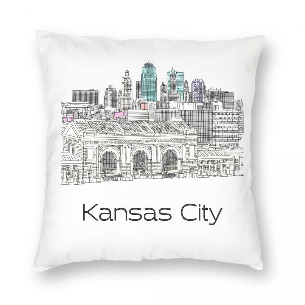 Kansas City Skyline Missouri Pillowcase Polyester Linen Velvet Printed Zip Decor Pillow Case Bed Cushion Cover