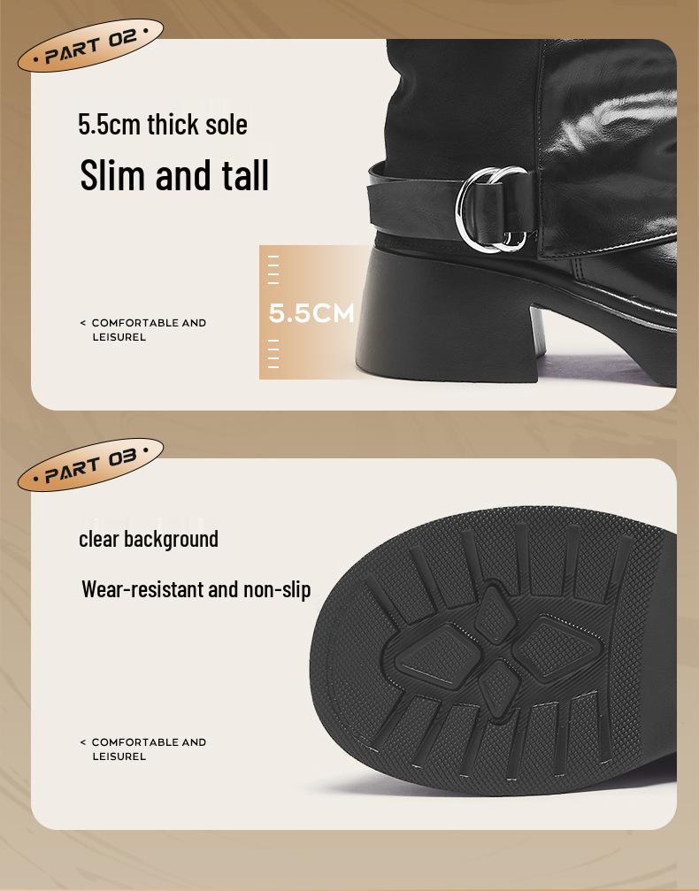 Augusden Women's Black Martin Boots 2025 - New Autumn Thick Sole Ankle Boots