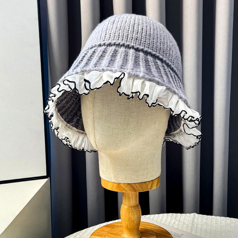 

1 шт. модная шляпа-ведро, сохраняющая тепло, вязаная кружевная, ветрозащитная, морозостойкая, с большими полями, защита ушей