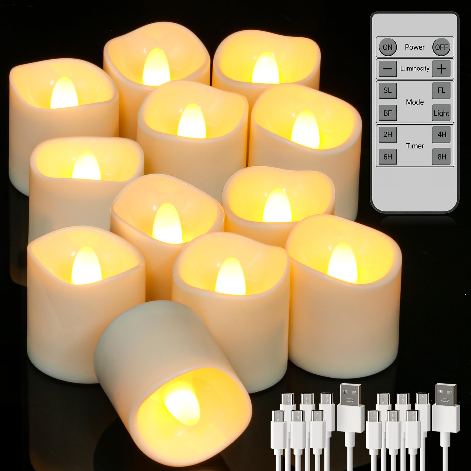 

PChero Rechargeable LED Candle Lights, Flameless, USB Rechargeable, Night Light, Atmosphere Light, Timer Function, Pillar Candle, OutdoorIndoor