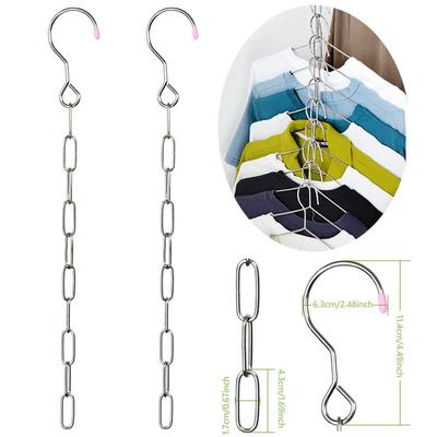 Metal Hooks Clothes Drying Rack Iron Chain Foldable Clothes Hangers Space Saving Multi-port Hangers Hooks Closet Organization