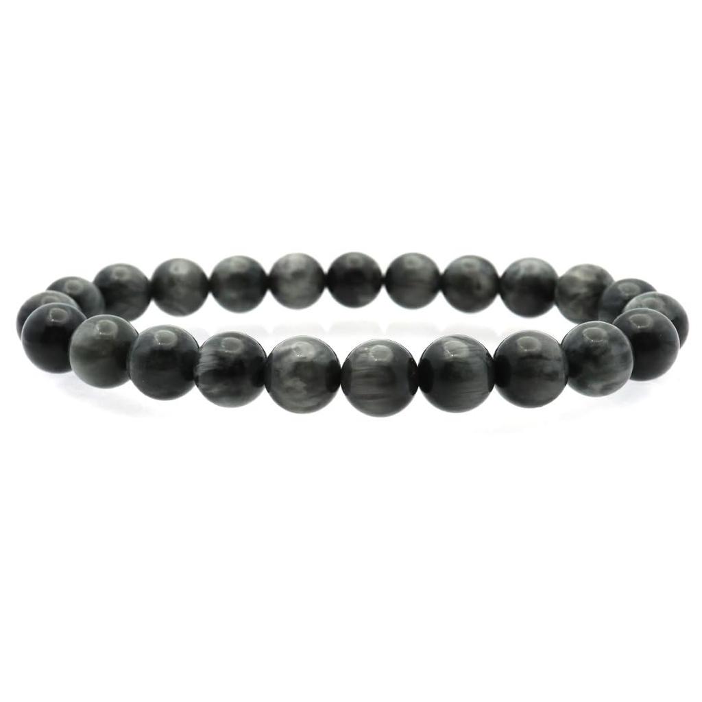 [GOLD STONE] Eagle Eye Gray Tiger Eye Bracelet, 8mm, Cat's Eye, Natural Stone, Inner Circumference: Approx. 21cm