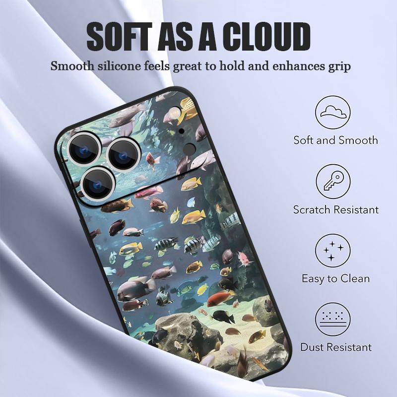 Magnetic For Magsafe Case For iPhone 17 Pro Max Deep Sea Fish Turtle Print Soft Silicone Phone Back Cover For iPhone 16 15 14 13 Pro Max 16e 17e