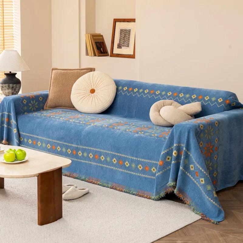 1pc All Inclusive Sofa Blankets Irregular Lace Couch Cover for Living Room Home Hotel Bohemia Style Chenille Sofa Throw Blanket