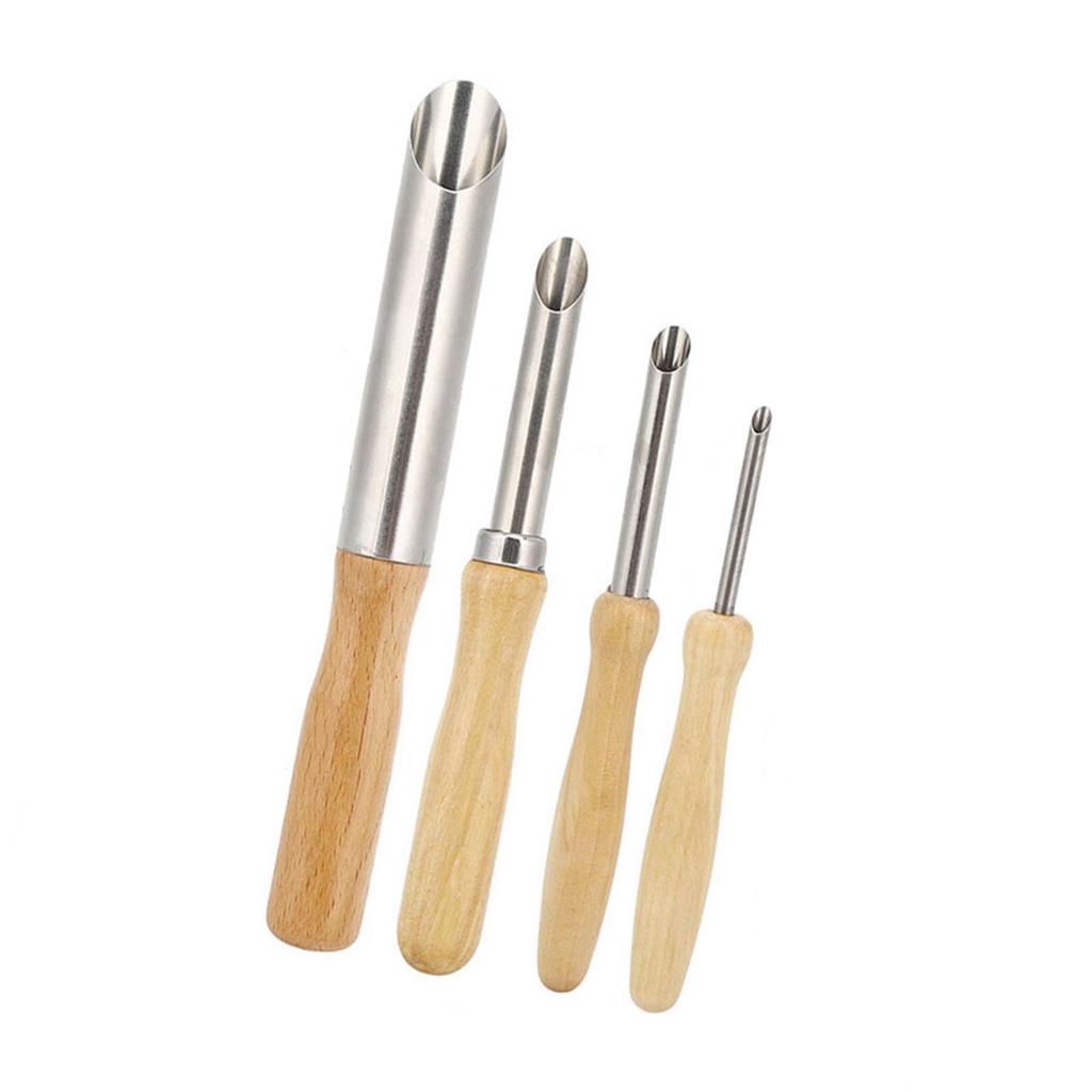 4Pcs Wood Handle Circular Round Hole Pottery Clay Cutters Carving Drilling Tool