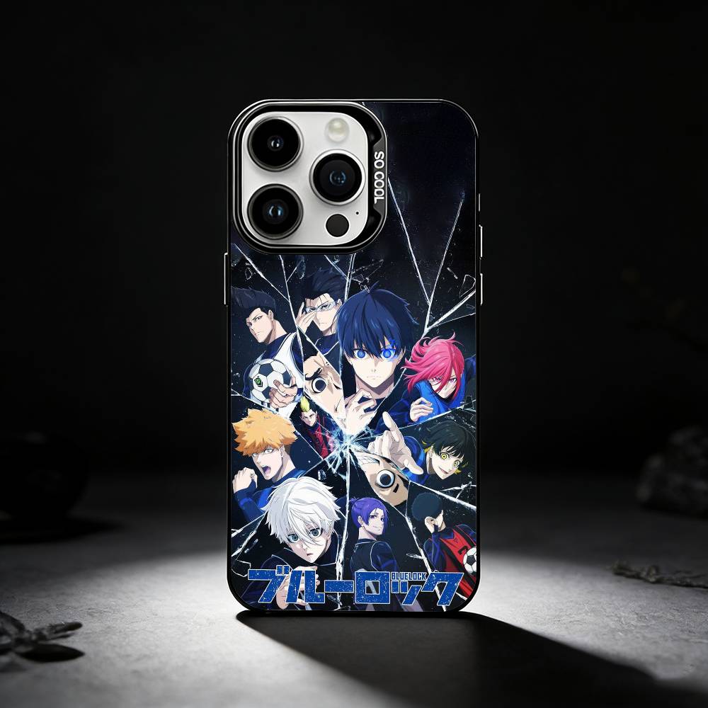 Blue Lock Anime Telefoonhoesje Voor iPhone 17,16,15,14,13,12,11 Plus,Pro Max,XS,Gekleurd zilveren telefoonhoesje