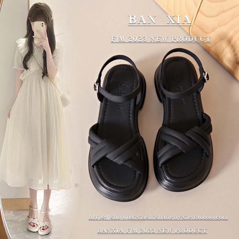 Fashion French Fairy Wind Slope Heel Sandals Female 2025 Summer New Platform Fashion Casual Womens Shoes Sandalias Para Mujeres