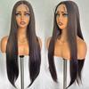 Long Straight Synthetic Lace Wig 32In Middle Part Wigs with Pre Plucked Baby Hair Brown Color Heat Resistant Fiber for Women