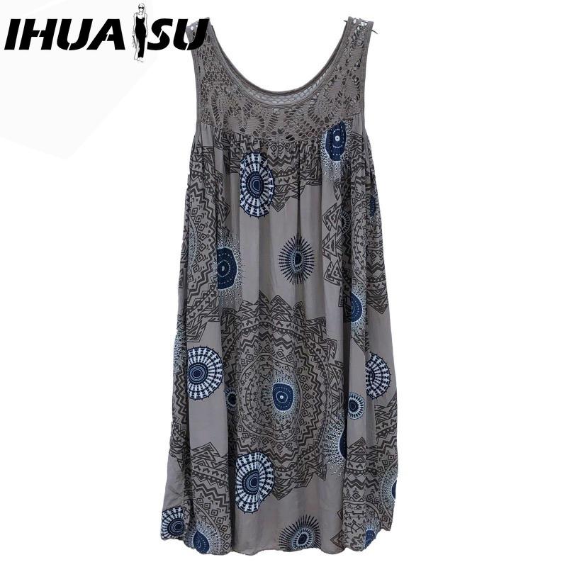 IHUASU Dámská móda Léto Jaro Jednobarevný potisk Ležérní šaty bez rukávů s výstřihem do O s vysokým pasem