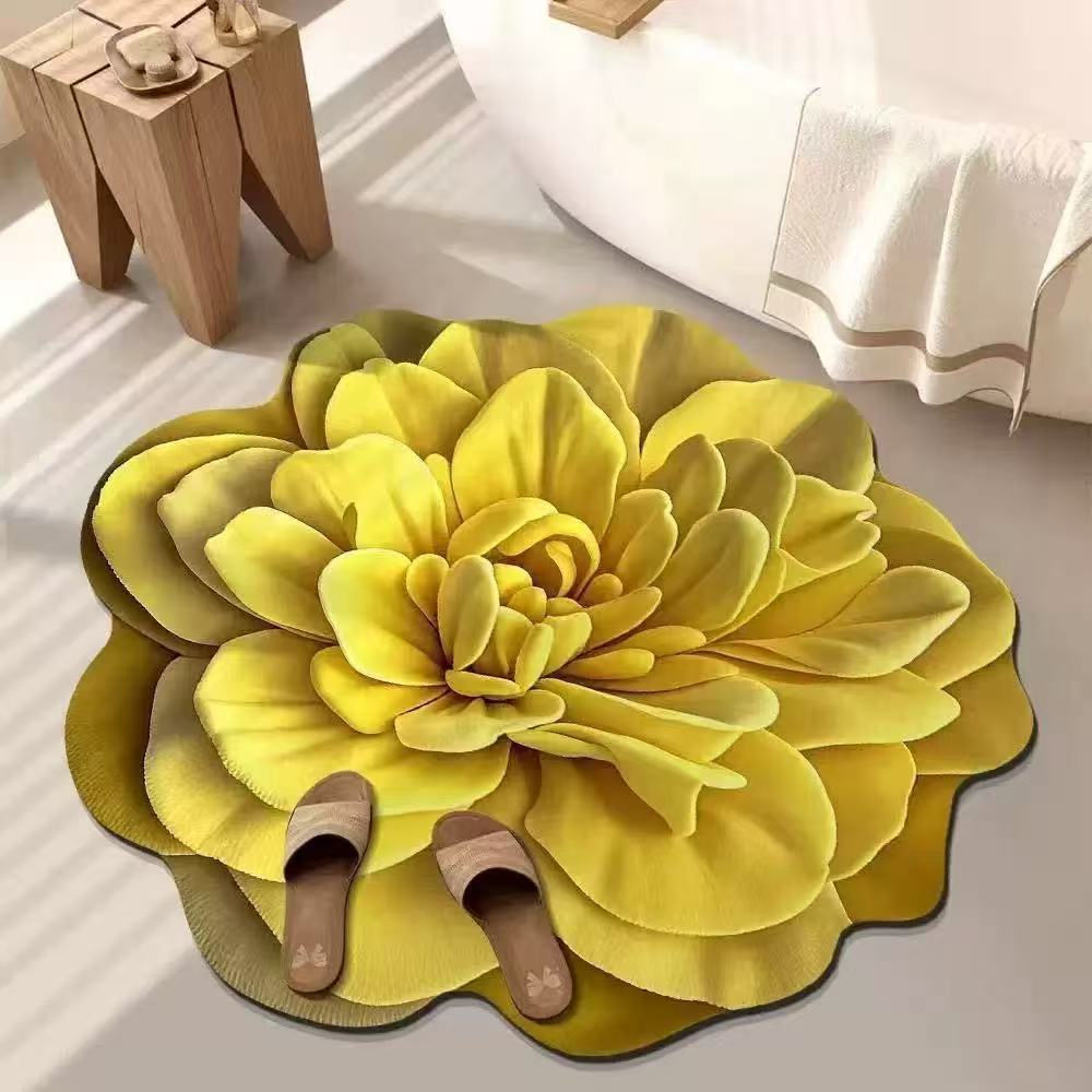 Hochauflösende Blumen-Bodenmatte, Rutschfeste und Wasserabsorbierende Matte für Das Sofa im Wohnzimmer, Haushalts-Badezimmer- und Küchenteppich