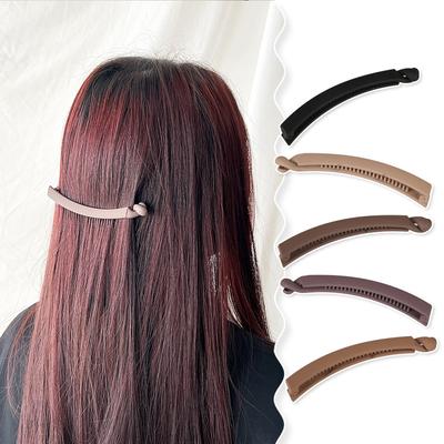Solid Color Frosted Banana Clips Fashion Vertical Clip Korean Ponytail Hair  Accessories