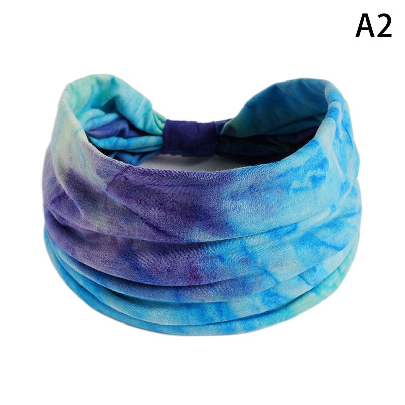 Tie-Dye Boho Knot Turbans Yoga Elastic Head Wrap Women Headband Wide Hairbands Headwear Bandanas  Hair Band Accessories