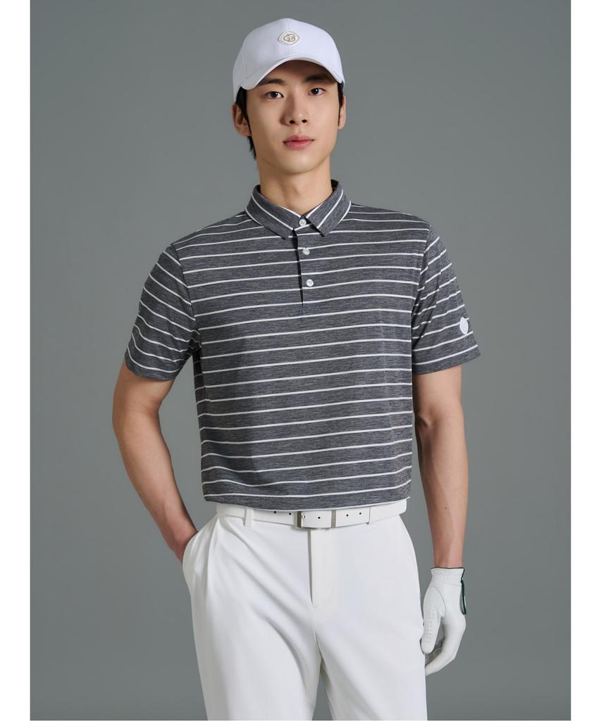 BEANPOLE GOLF Men'S Striped Short Sleeve T-Shirt - Gray
