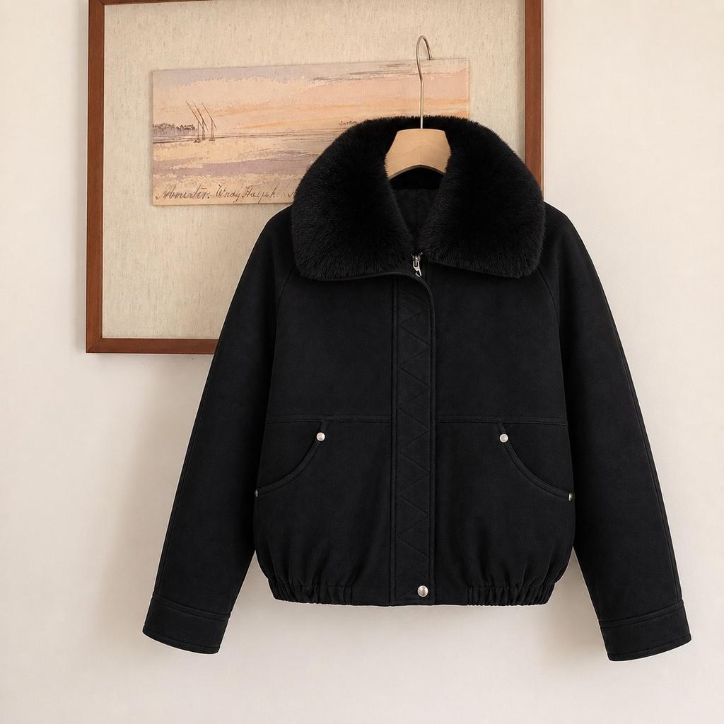 Removable large fur collar warm thickened cotton coat women's winter new loose pie overcome cotton clothes