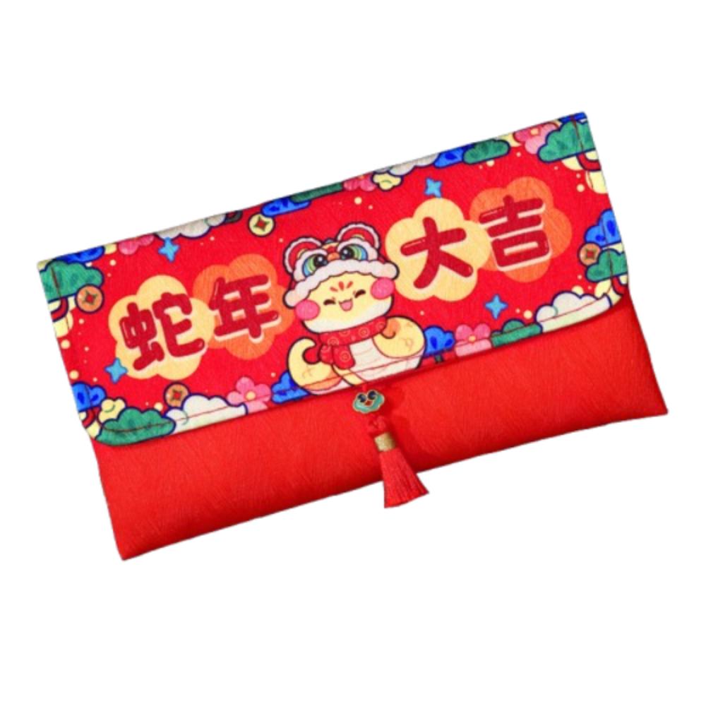 Traditional 2025 New Year Money Bag Cloth Red Pocket Cartoon Lucky Money Packet  Kids Gift