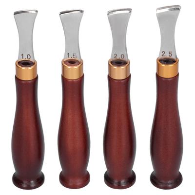4pcs Leather Edgers Sharp Professional Trimming Working Kit with Wooden Handle for DIY Craft