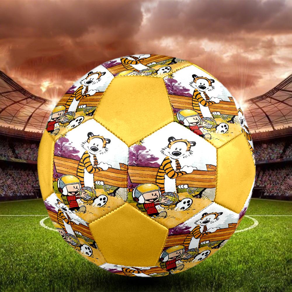 Calvin and Hobbes Indoor Soccer Ball Colorful All Ages Size 5 Machine Stitched PVC Competition Ready Durable High-Bounce