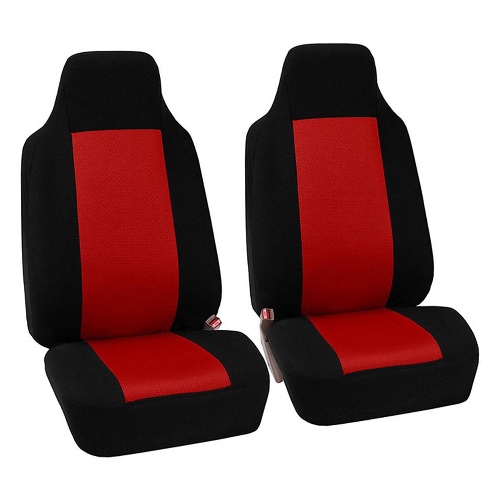 

2pcs Car Seat Cover Full Set Highback Integrated Seatbelt(Beige Black ) Red Black