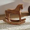 2026 Best!! Beige Wooden Rocking Horse Decor with Craftsmanship for Home Decor Tabletop Ornament 7.5 X 3.5 X 8 Inches