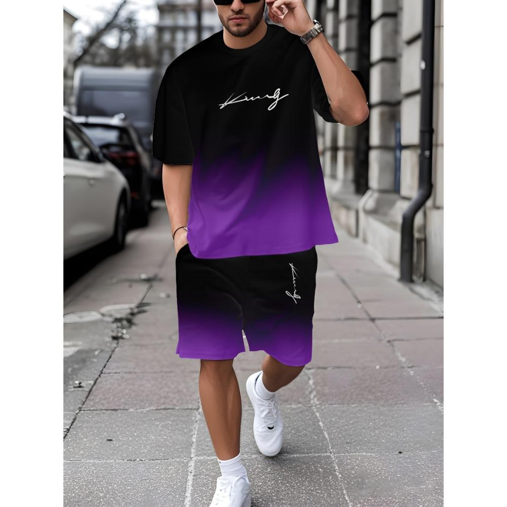 New Men's Casual Short-Sleeve T-Shirt and Shorts Set Urban Street Style T-Shirt and Shorts Combo Men's Athletic Set