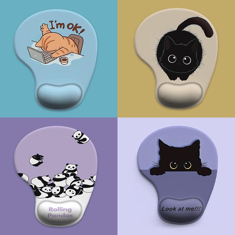 Cartoon Animal Silicone Mouse Pad with Wrist Support - Customizable and Dirt-Resistant.