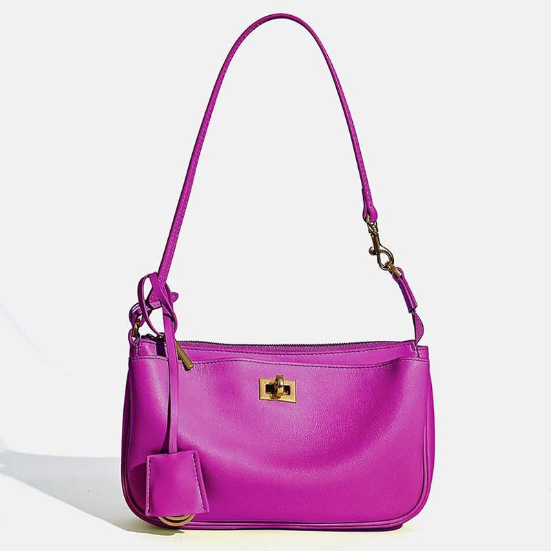

High-end Leather Mahjong Bag Niche Women s Simple Retro All-matching Single-shoulder Cross-body Handbag 23x5x 13CM gold buckle