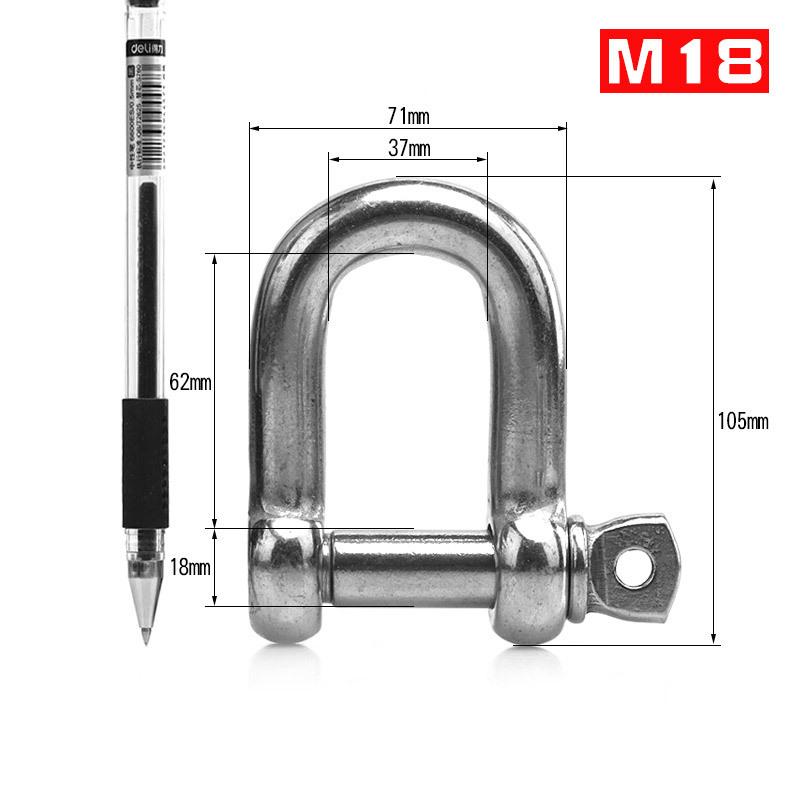 304 Stainless Steel Bow Shackle - Tow Hook, Marine Rope Ring, Chain Lifting Rigging Connector