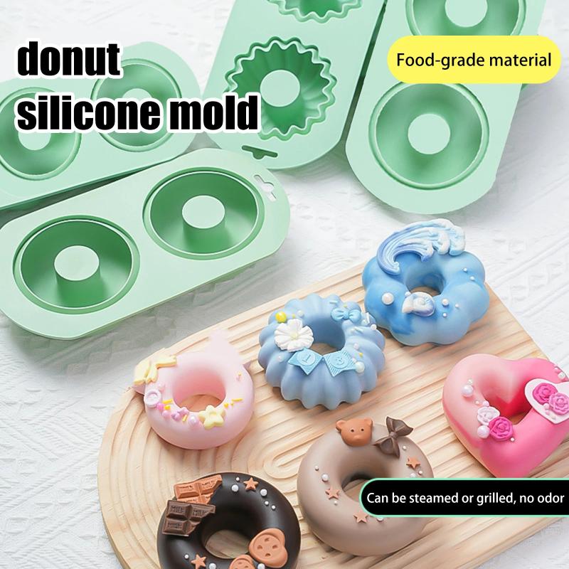 2 Cavity Heart Round Lace Grooved Baking Mousse Cake Pudding Dessert Chocolate French Pastry Silicone Molds