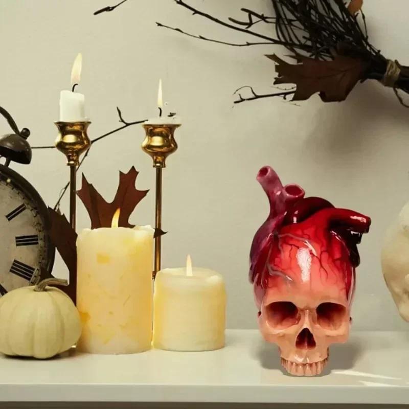 Skull Heart Desktop Decoration Halloween Party Decoration Fairy Tale Skull Craft Ornament Home Accessories Figurines