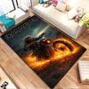 Flaming Rider Skull Design Rug Non-slip Rug Suitable for Living Room and Bedroom Sofas