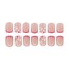 24PCS French Short Square Press On Nails Lightweight & Easy To Stick False Nails for Women Nail Art Decoration