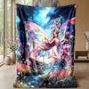 Fairy and Unicorn in Fantasy Forest Theme blanket Lightweight Warm Flannel Blanket Decorative Throw Blanket for Home Decoration