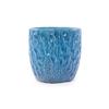 Handmade Ceramic Plant Pot Set of 4 (diameter 38/30/22.5/18 Cm), Glossy Blue with Round Hammered Relief, Frost-Resistant, with Drainage Holes