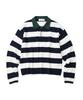 KNITTED (Unisex) Striped Rugby Collar Knit Navy